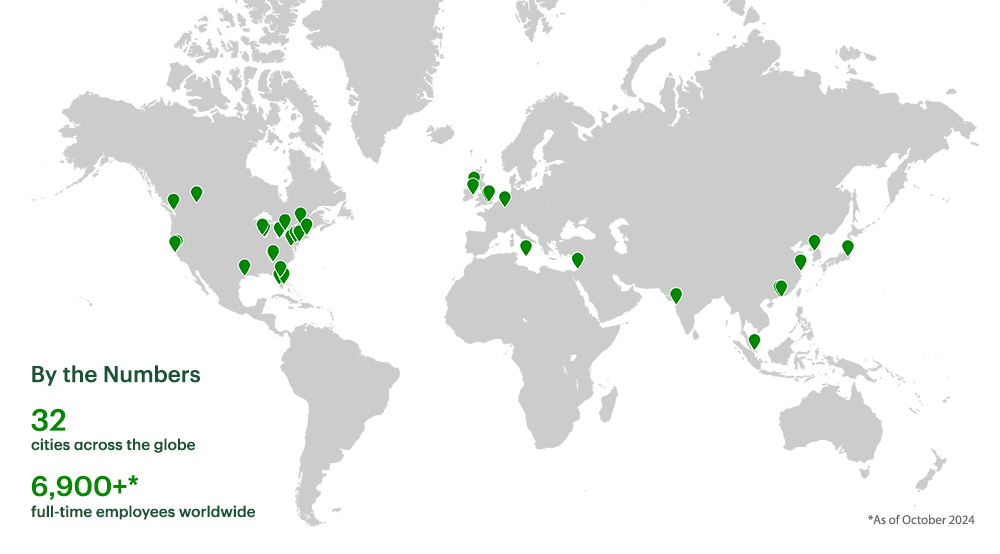 By the Numbers* 16 Offices in key financial centres. 4,900+* full-time employees worldwide *As of October 2021